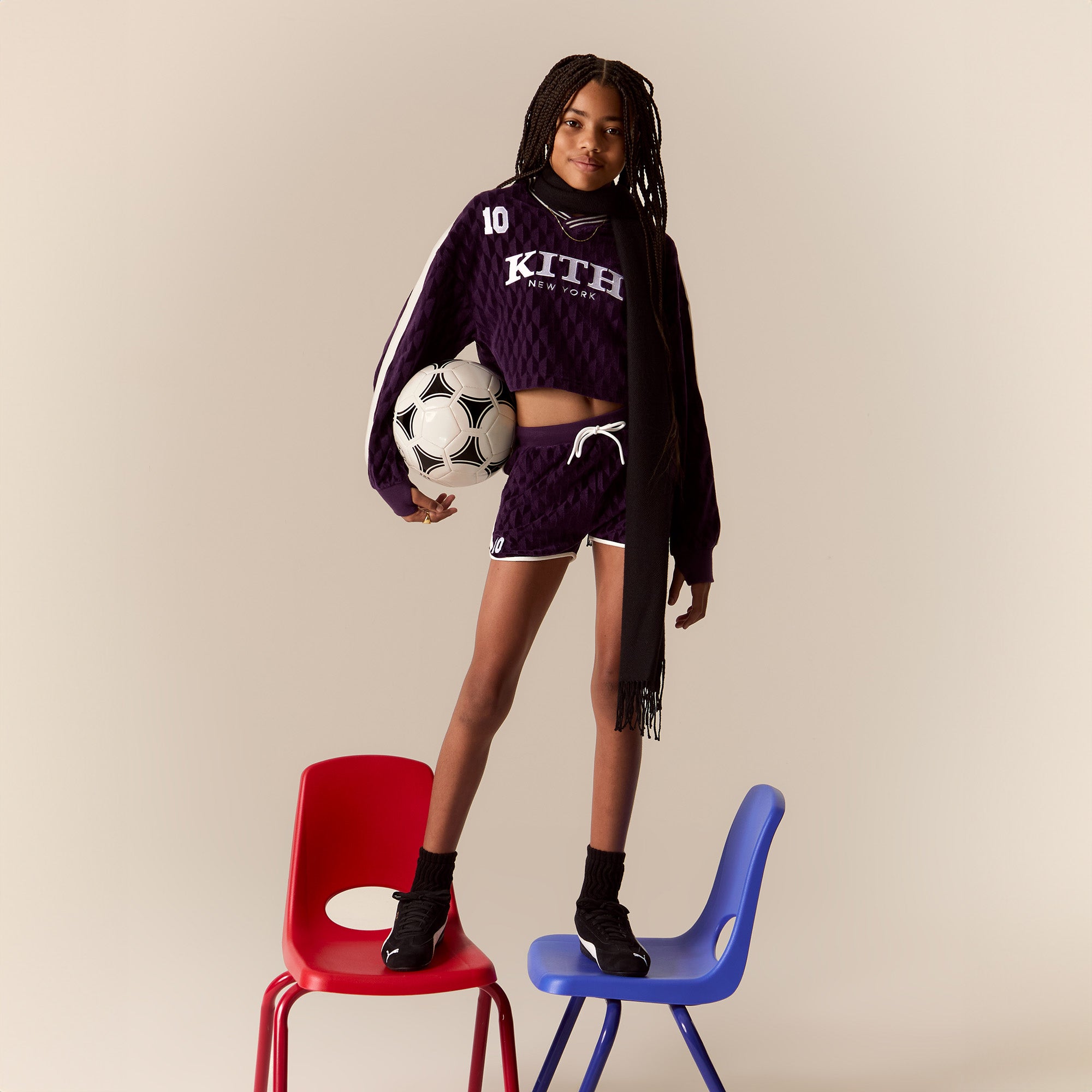Premium Kith Kids Cropped Velour Soccer Sweatshirt - Sovereign