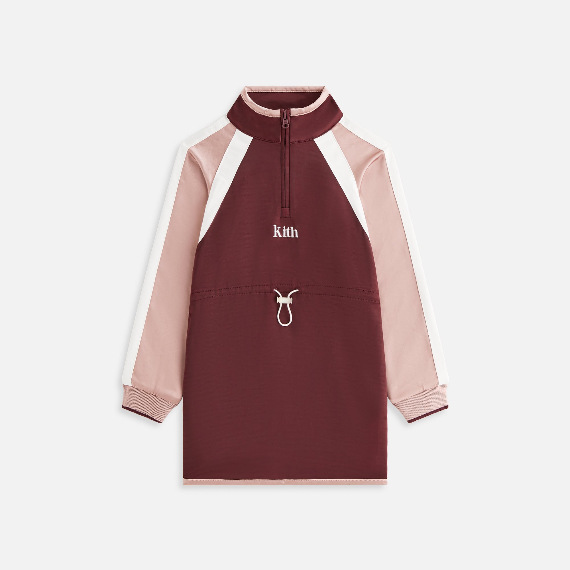 Premium Kith Kids Blocked Satin Nelson Quarter Zip Dress - Magma
